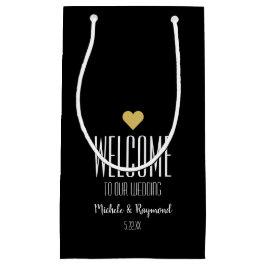 Willkommen bei unserer Hochzeit Schwarz Kleine Geschenktüte