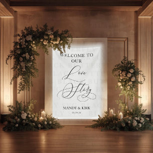 Willkommen bei unserer Liebesgeschichte Hochzeitss Banner