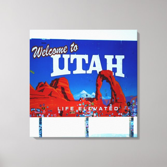 Willkommen bei Utah Sign Leinwanddruck (Vorderseite)