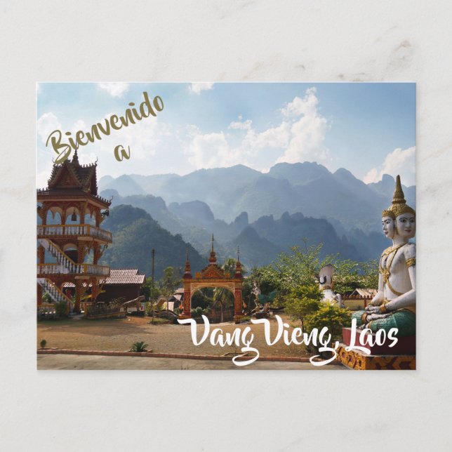 Willkommen bei Vang Vieng, Laos Postcard Postkarte (Vorderseite)