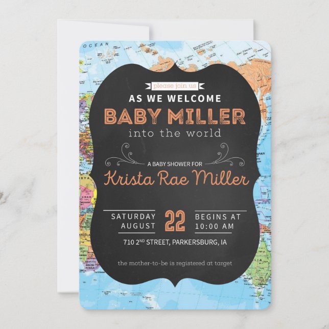 Willkommen bei World Baby Shower Invite Einladung (Vorderseite)