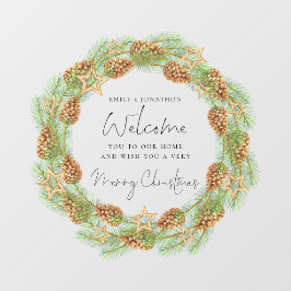 Willkommen bei Zuhause Script Frohe Weihnachtsfeie Fensteraufkleber