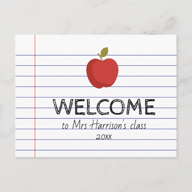 Willkommen beim Apple zurück zum Schullehrer meine Postkarte (Vorderseite)