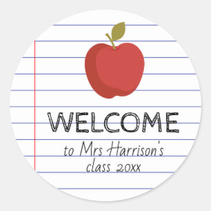 Willkommen beim Apple zurück zum Schullehrer meine Runder Aufkleber