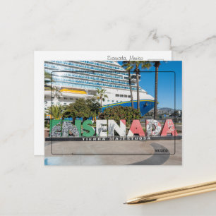 Willkommen beim Ensenada Mexico Schild   Farbige B Postkarte