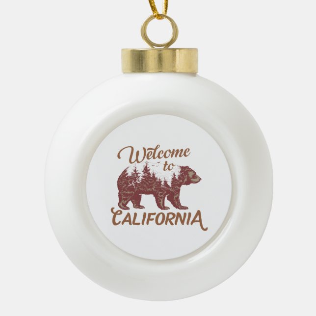 Willkommen beim kalifornischen Bären Keramik Kugel-Ornament (Vorderseite)