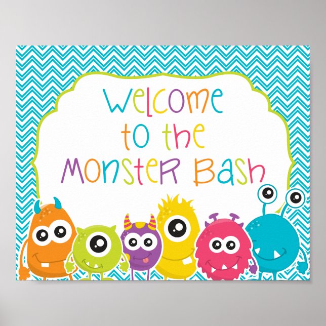 Willkommen beim Monster Bash Geburtstagsschild Poster (Vorne)