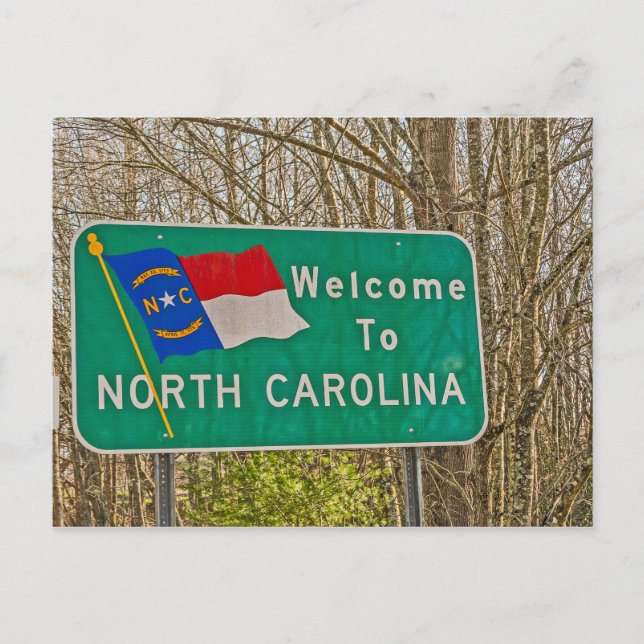 Willkommen beim North Carolina-Zeichen Postkarte (Vorderseite)