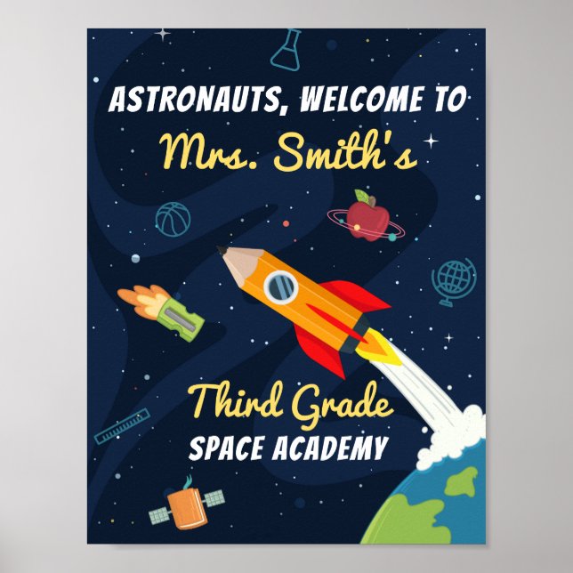 Willkommen beim Sign up der Klasse Space School Poster (Vorne)