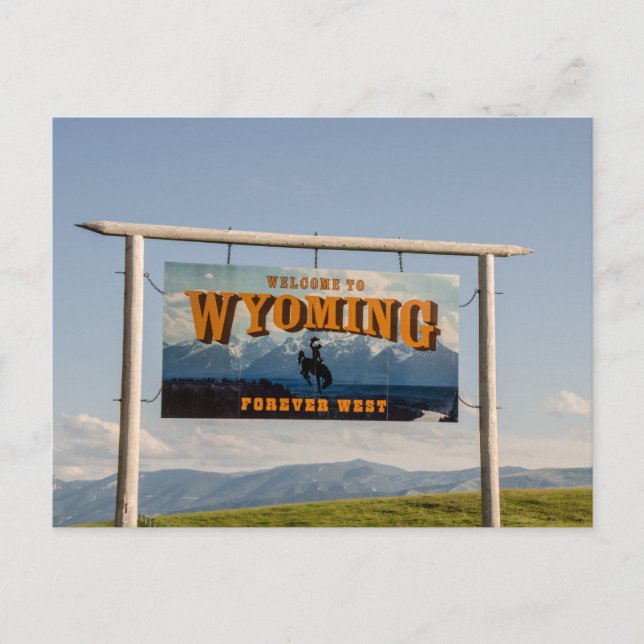 Willkommen beim Zeichen von Wyoming - Staat Border Postkarte (Vorderseite)