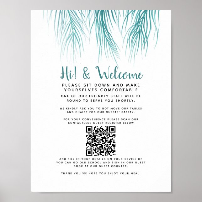 Willkommen berührungslose QR-Code Gast Register Pa Poster (Vorne)