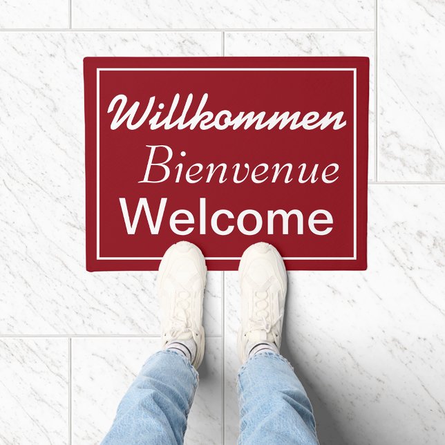 Willkommen Bienvenue Welcome Multilingual Doormat Fußmatte (A fun indoor floor mat for theater lovers.)