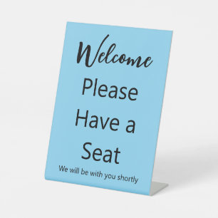 Willkommen Bitte Nehmen Sie Platz Baby Blau & Schw Sockelschild