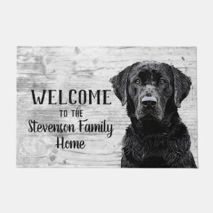 Willkommen Black Lab Hund Tierfamilie Zuhause Fußmatte