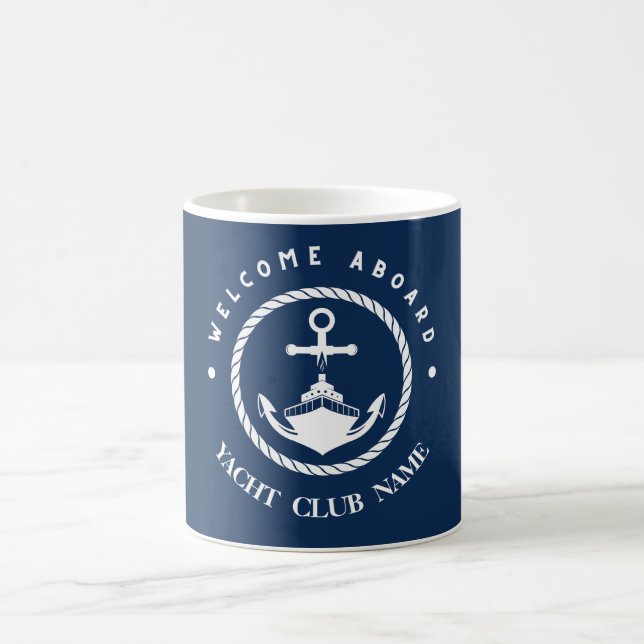 Willkommen Blue Anchor Nautical Segelboot Name Kaffeetasse (Mittel)