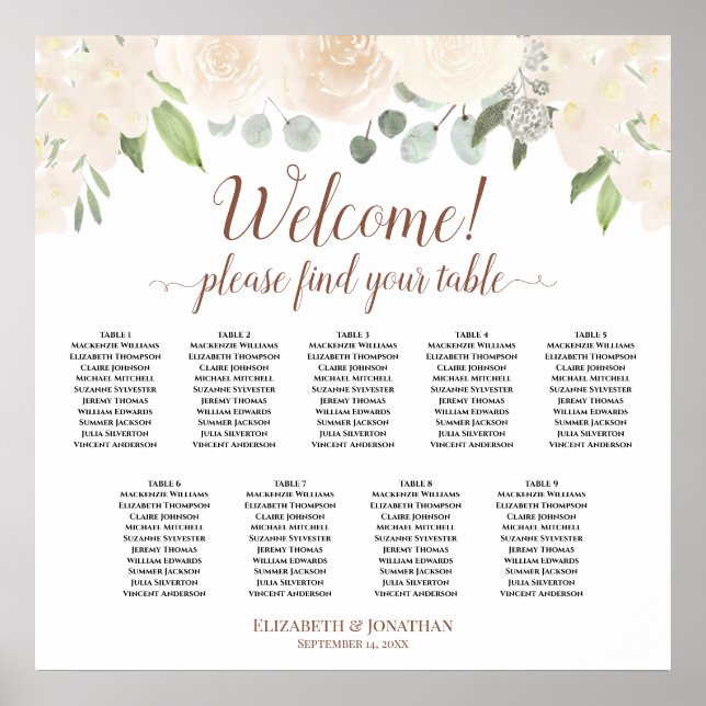 Willkommen! Blush Peach-Rose 9 Tabelle Seekarte Poster (Vorne)