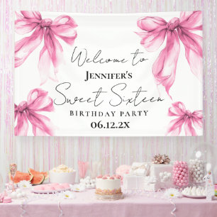 Willkommen Blush Rosa Schleife Coquette Schrift Sw Banner
