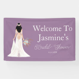 Willkommen Boho Black Hair Bride Banner