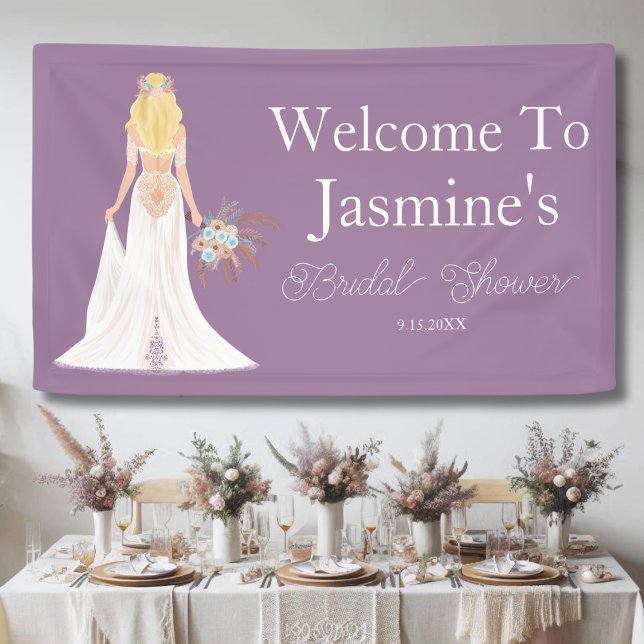 Willkommen Boho Blonde Hair Bride Banner (Von Creator hochgeladen)