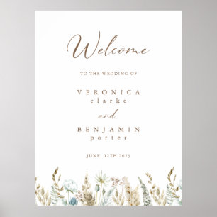 Willkommen Boho Rustic Wedding Budget Poster