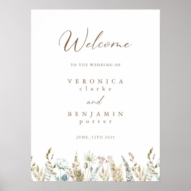 Willkommen Boho Rustic Wedding Budget Poster (Vorne)