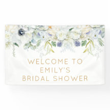 Willkommen Brautparty Name White Florals Leaf