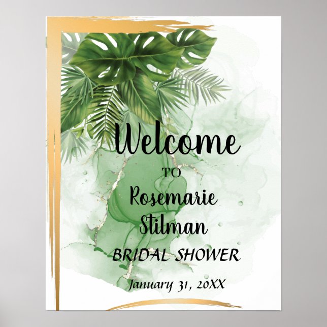 Willkommen Brautparty Tropical Palm Sign Poster (Vorne)