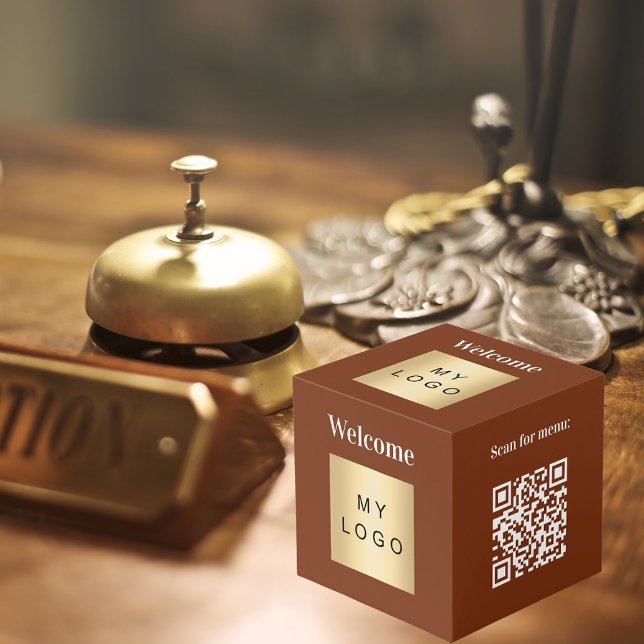 Willkommen Business Logo QR Code braun Tabelle Würfel (Von Creator hochgeladen)