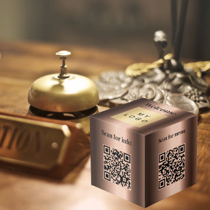 Willkommen Business Logo QR Codes Bronze Info Tabe Würfel