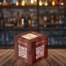Willkommen Business Logo QR Codes Holzinfo-Tabelle Würfel