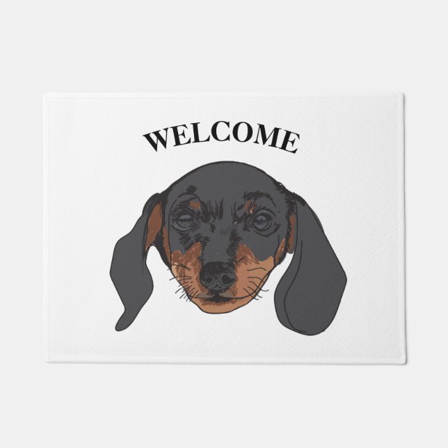 Willkommen, Dackel Hund Kunst Brauch Fußmatte (Vorderseite)