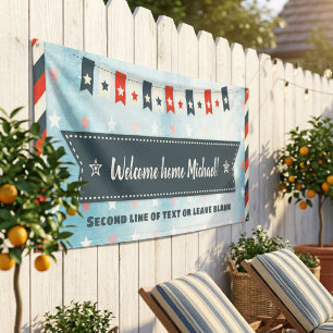 Willkommen daheim Rote weiße und blaue Sterne und Banner