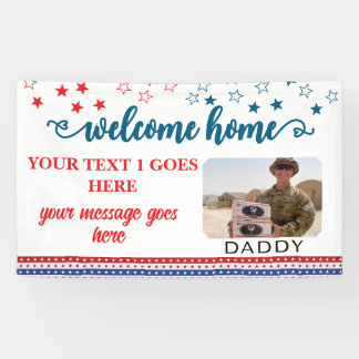 Willkommen daheim Soldat Patriotin Foto individuel Banner