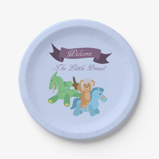 Willkommen der kleine Prinz (Ritter) Pappteller (Vorderseite)