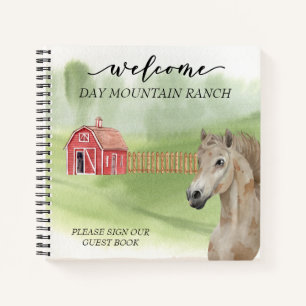 Willkommen Dude Ranch Stall Pferdestall Gästebuch Notizbuch