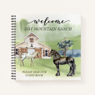Willkommen Dude Ranch Stall Pferdestall Gästebuch Notizbuch