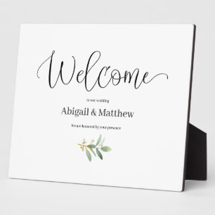 Willkommen Easel Wedding Watercolor Greenery Plaqu Fotoplatte