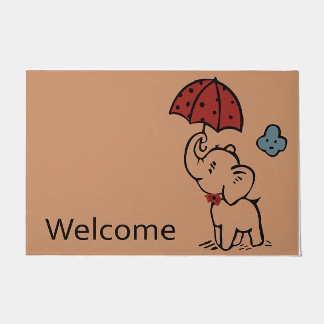 Willkommen Elefant Doormat, lieblicher Elefant Fußmatte (Vorderseite)