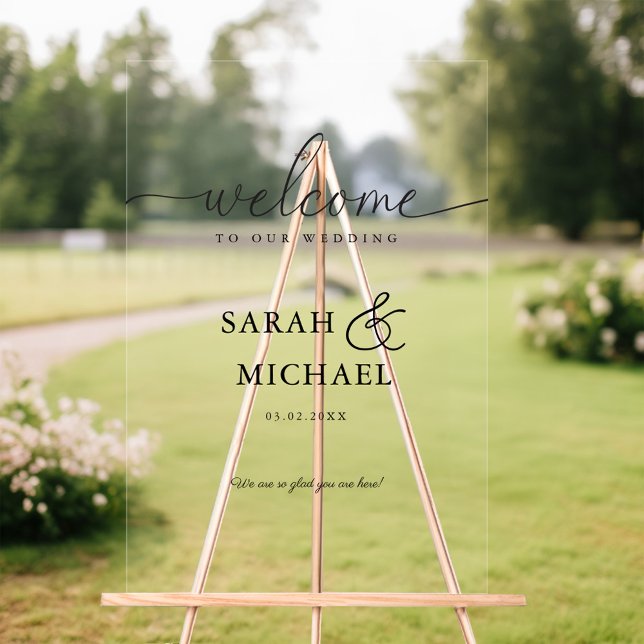 WILLKOMMEN! Elegant, Hochzeit Acrylschild (WELCOME! Elegant, Transparent, Wedding Acrylic Sign)