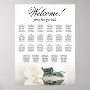 Willkommen! Elegantes White Rose 23 Tabelle Seatin Poster