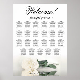 Willkommen! Elegantes White Rose 23 Tabelle Seatin Poster