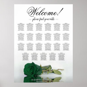 Willkommen! Emerald Green Rose 23 Table Seating Ch Poster