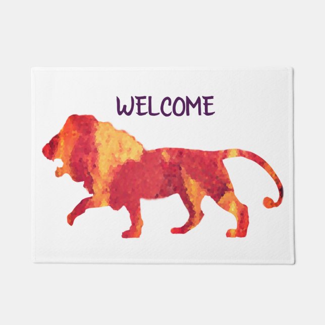 Willkommen Feuer Red Lion Fußmatte (Vorderseite)