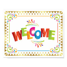 WILLKOMMEN Fiesta Party Signa Print