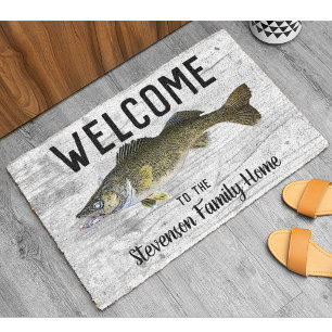 Willkommen Fischen Walleye Familienname Zuhause Hü Fußmatte