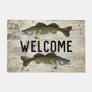 Willkommen Fischen Walleye Fish Lake Zuhause Hütte Fußmatte
