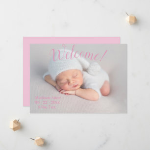 Willkommen Foto Script Baby Girl Pink Birth Ankündigung