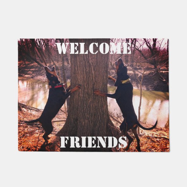 Willkommen Freunde Coon Hounds Treeing Mat Fußmatte (Vorderseite)