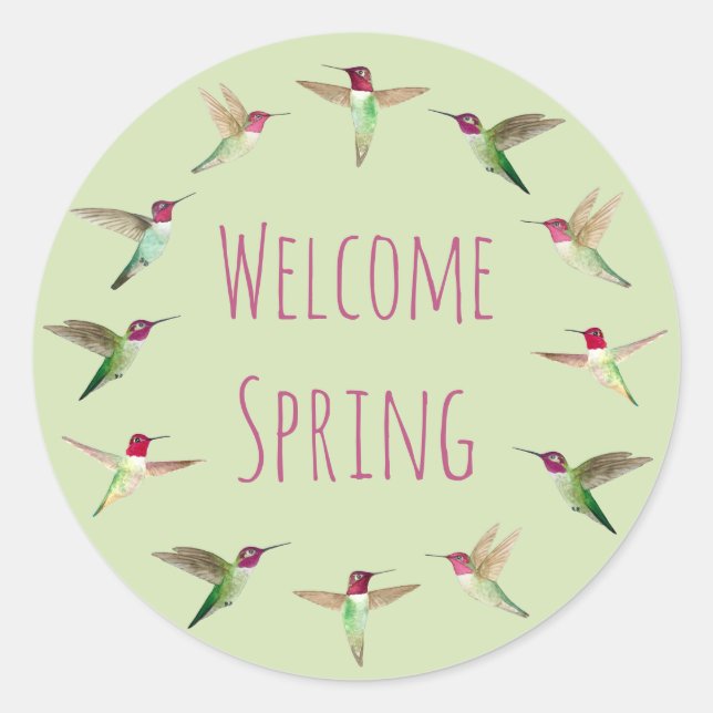 Willkommen FrühlingsAnna's Hummingbirds Runder Aufkleber (Vorderseite)
