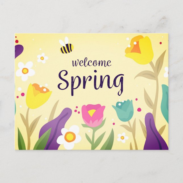 Willkommen Frühlingsfloral Postkarte (Vorderseite)